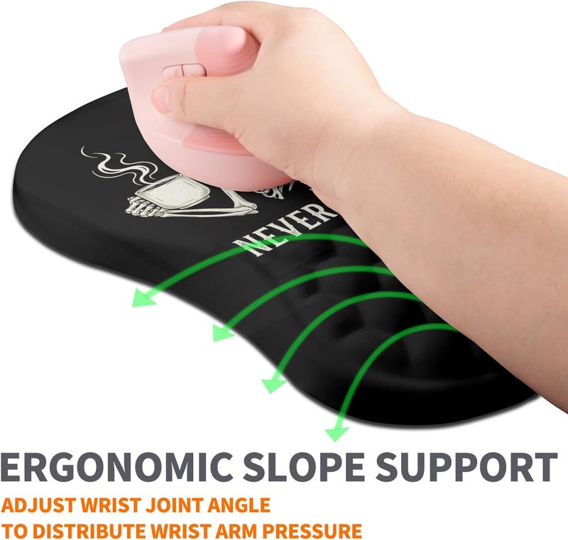 Armanza Ergonomic Joint Wrist Support Mouse Pad with Memory Foam Cushion Massage Bump, Carpal Tunnel Pain Relief Mousepad Slope Design for Wrist Rest, 11.8x7.9 in, Funny Skeleton - Image 2